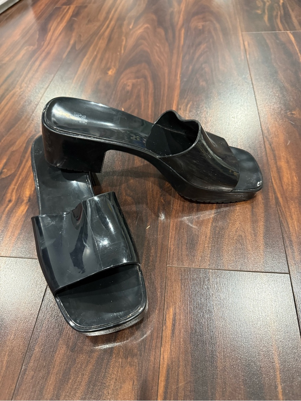 wild fable Black Gloss Slide Mule Heels
